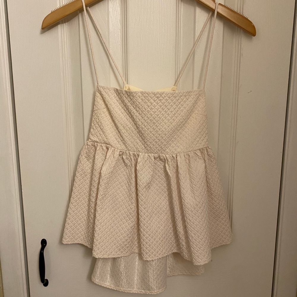 Cream Textured Cami Peplum Top